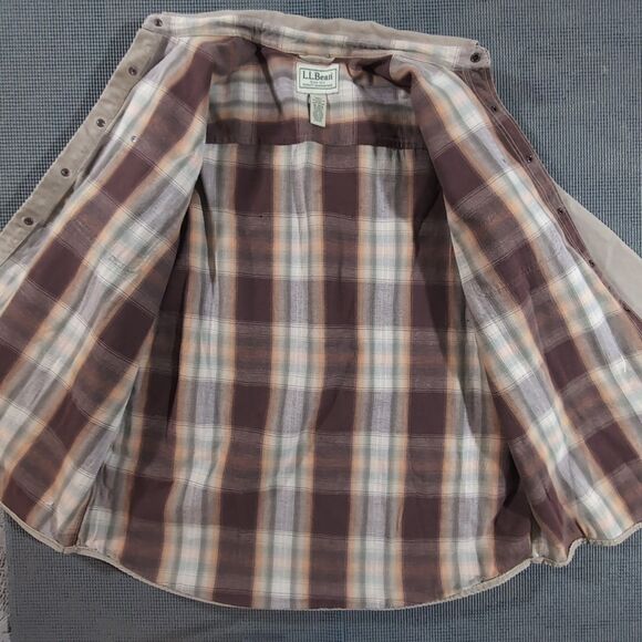 L.L.Bean Men's XL Chore Coat Barn Canvas Jacket in beige with a quilted lining - Picture 4 of 8